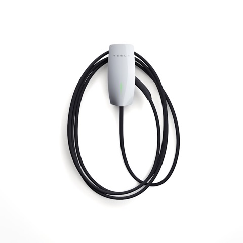 Tesla Wall Connector with its cable coiled